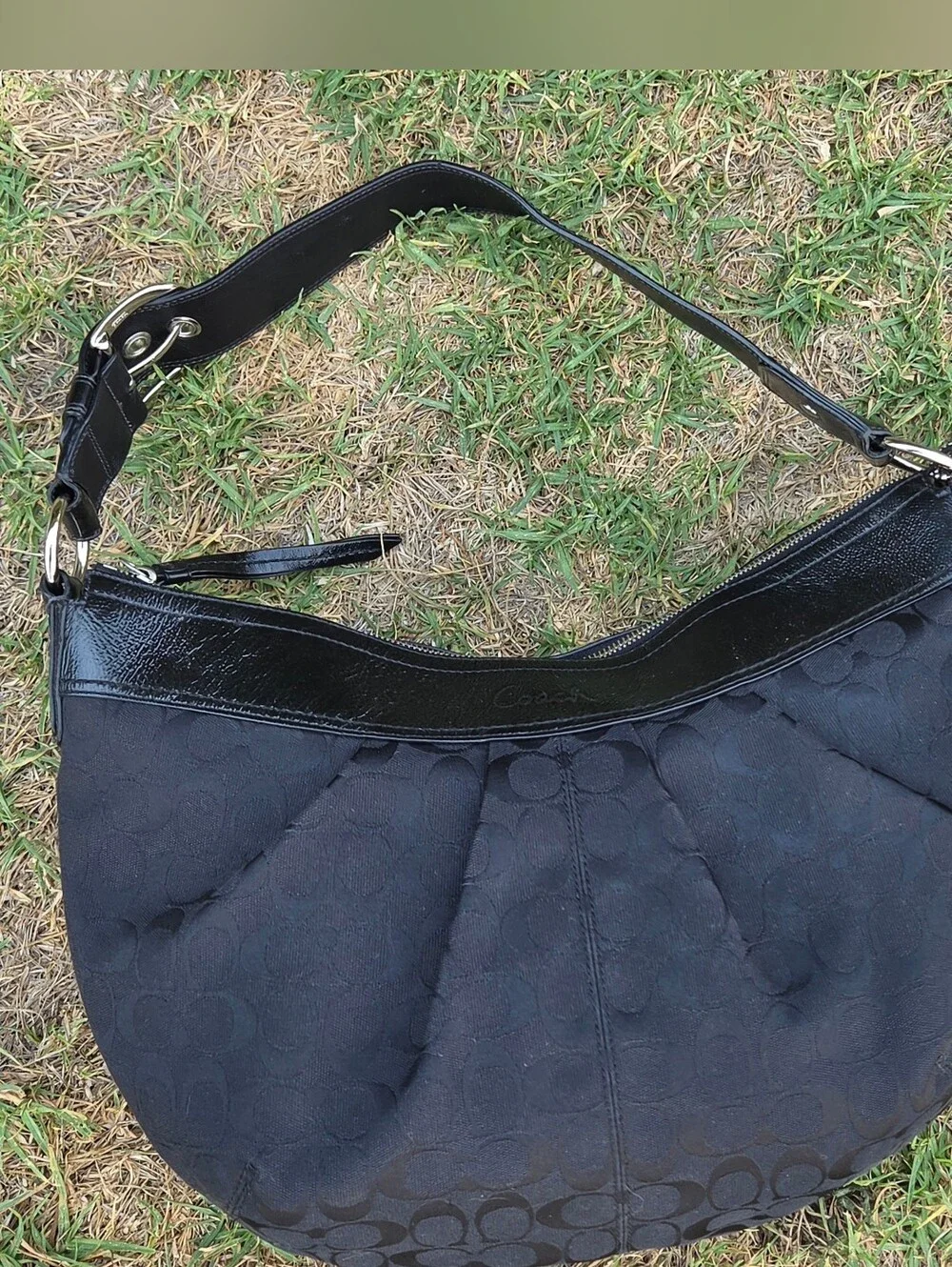 Coach Black Signature Hobo Bag